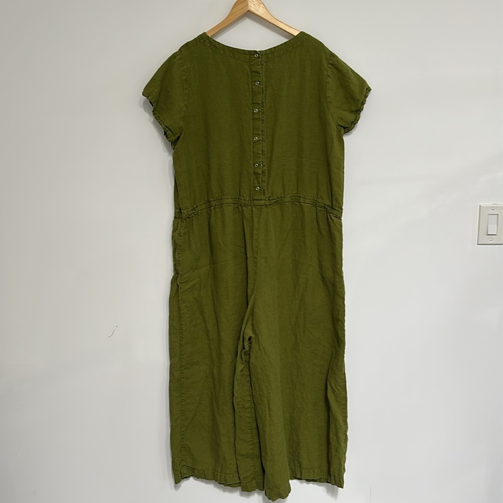 NPL Olive Green Linen Jumpsuit - Picture 4 of 7